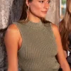 Groene Mouwloze Top Met Zilveren Lurex En Col