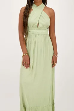Groene Multiway Maxi Jurk Met Lurex
