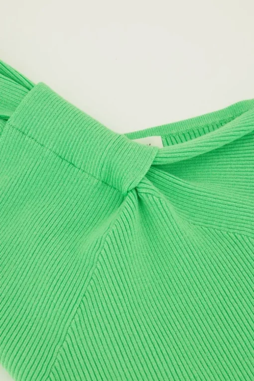 Groene One-shoulder Top Met Gedraaid Effect