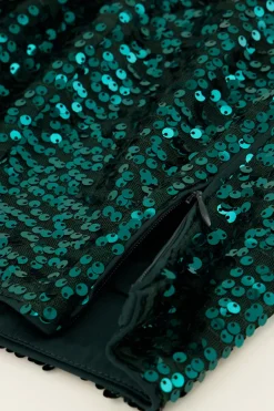 Groene One-shoulder Top Met Pofmouw En Pailletten