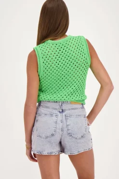 Groene Open Gebreide Spencer