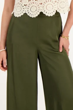 Groene Satijnen Broek Met Elastieken Band