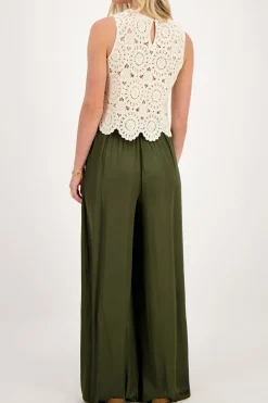 Groene Satijnen Broek Met Elastieken Band