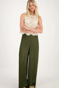 Groene Satijnen Broek Met Elastieken Band