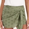 Groene Skort Met Bloemen Embroidery