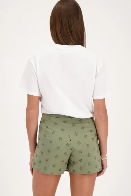 Groene Skort Met Bloemen Embroidery