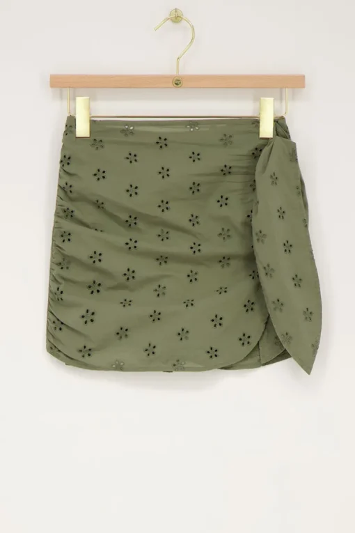 Groene Skort Met Bloemen Embroidery