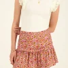 Groene Skort Met Lila Bloemenprint