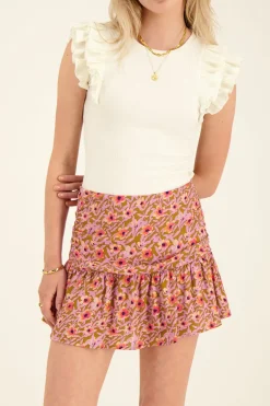 Groene Skort Met Lila Bloemenprint
