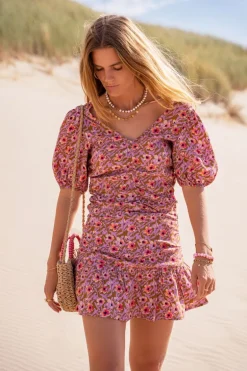 Groene Skort Met Lila Bloemenprint