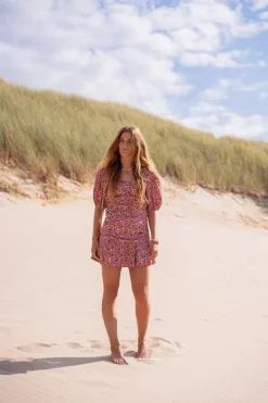 Groene Skort Met Lila Bloemenprint