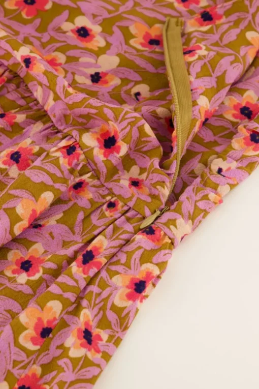Groene Skort Met Lila Bloemenprint