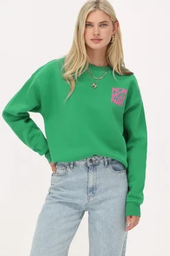 Groene Sweater Met Roze "Mon Amour Paris"