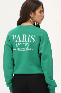Groene Sweater "Paris Love Story"