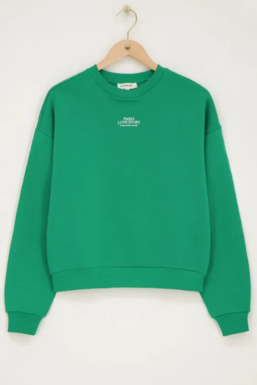 Groene Sweater "Paris Love Story"