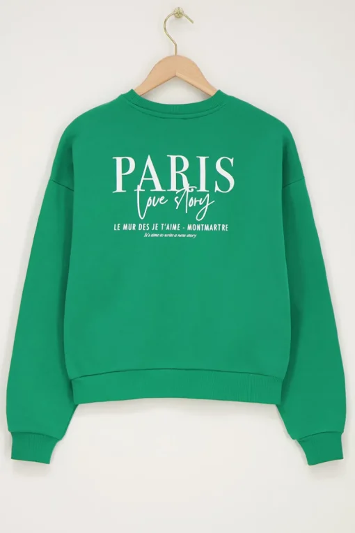 Groene Sweater "Paris Love Story"