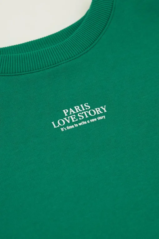 Groene Sweater "Paris Love Story"