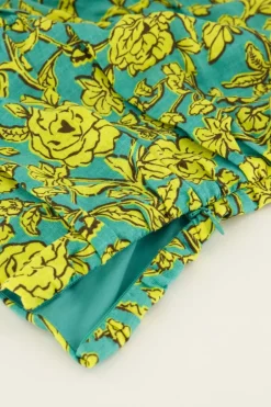 Groene Top Met Bloemenprint & Pofmouw
