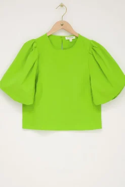 Groene Top Met Pofmouwen