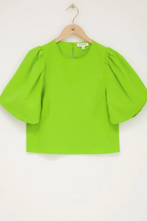 Groene Top Met Pofmouwen