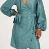 Groene Wikkeljurk Metallic Look