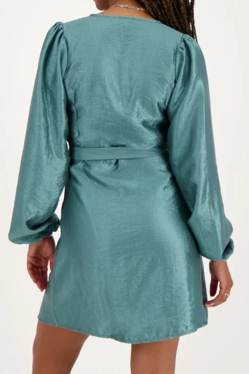 Groene Wikkeljurk Metallic Look