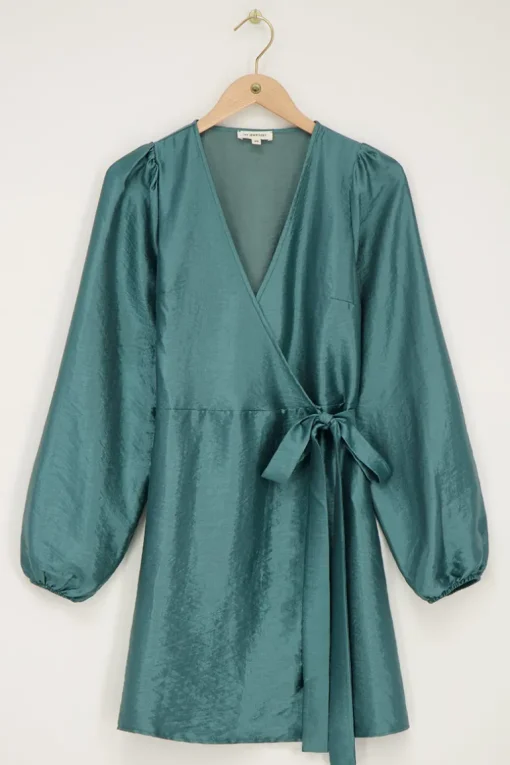 Groene Wikkeljurk Metallic Look