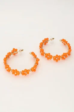 Grote Oorringen Met Oranje Bloemetjes