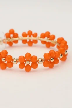 Grote Oorringen Met Oranje Bloemetjes