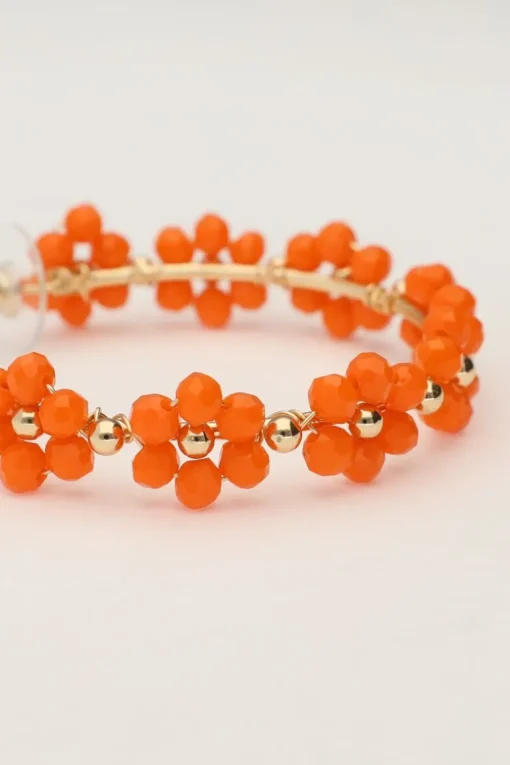 Grote Oorringen Met Oranje Bloemetjes