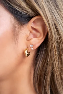 Hartjes Studs Met Strass & Parel