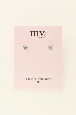 Hartjes Studs Met Strass & Parel