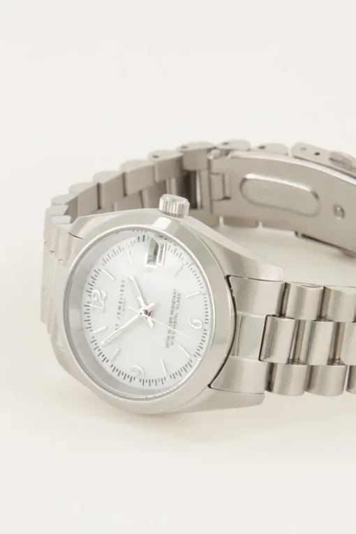 Horloge Met Schakelband & Witte Wijzerplaat