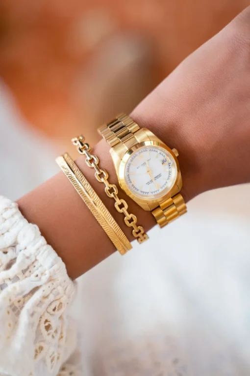 Horloge Met Schakelband & Witte Wijzerplaat