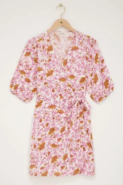 Hydrofiele Roze Wikkeljurk Met Bloemenprint