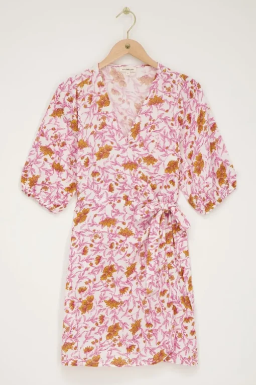 Hydrofiele Roze Wikkeljurk Met Bloemenprint
