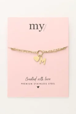 Initial Dubbele Armband Met Hartje