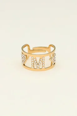 Initial Ring Met Steentjes