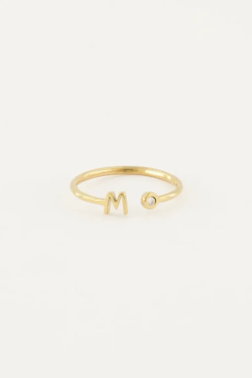 Initial Ring Met Steentje