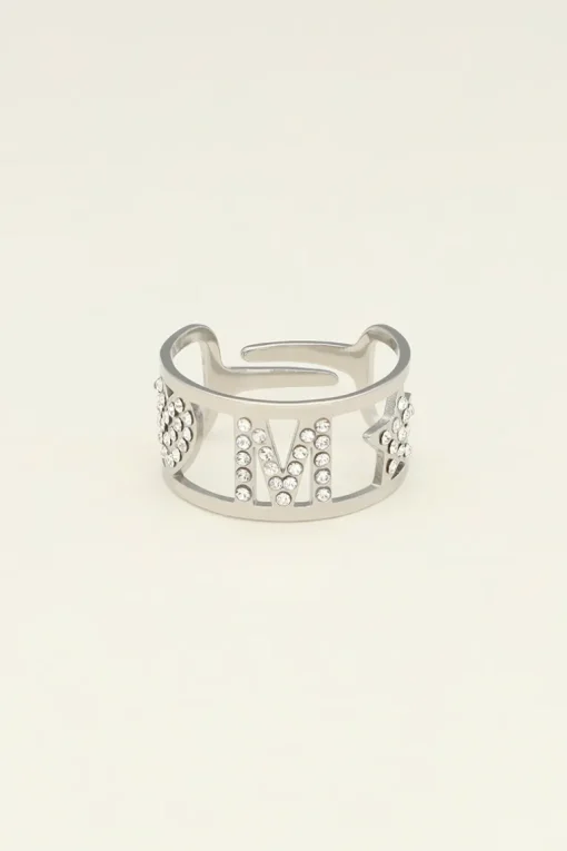 Initial Ring Met Steentjes