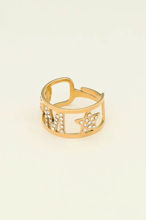 Initial Ring Met Steentjes