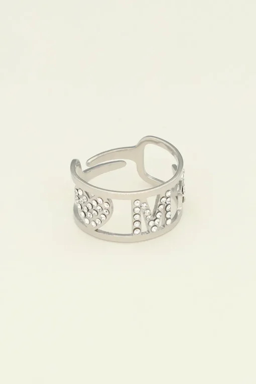 Initial Ring Met Steentjes