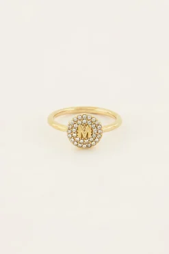 Initial Ring Met Strass