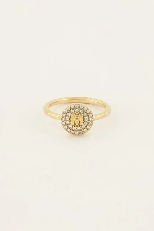 Initial Ring Met Strass