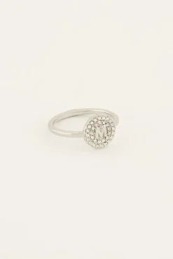 Initial Ring Met Strass