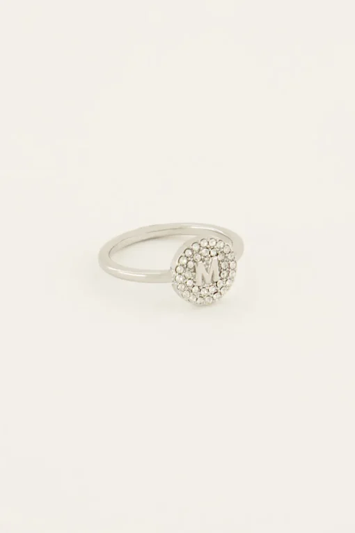 Initial Ring Met Strass