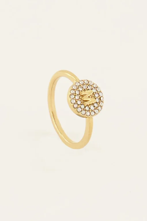Initial Ring Met Strass