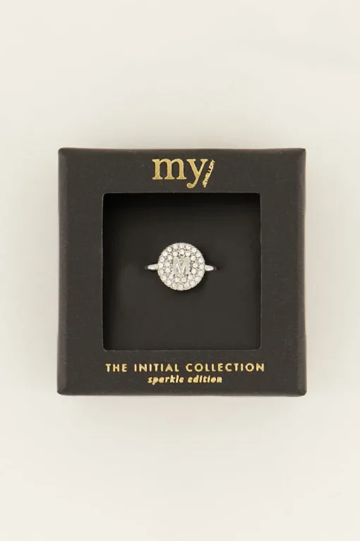 Initial Ring Met Strass