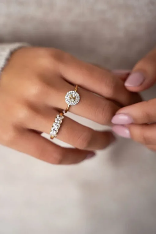 Initial Ring Met Strass