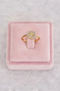 Initial Ring Met Strass